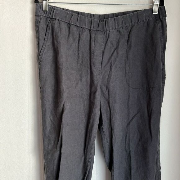 J. Jill Women Pure Jill 100% Linen gray charcoal pants or capri lightweight Med! - Picture 2 of 13